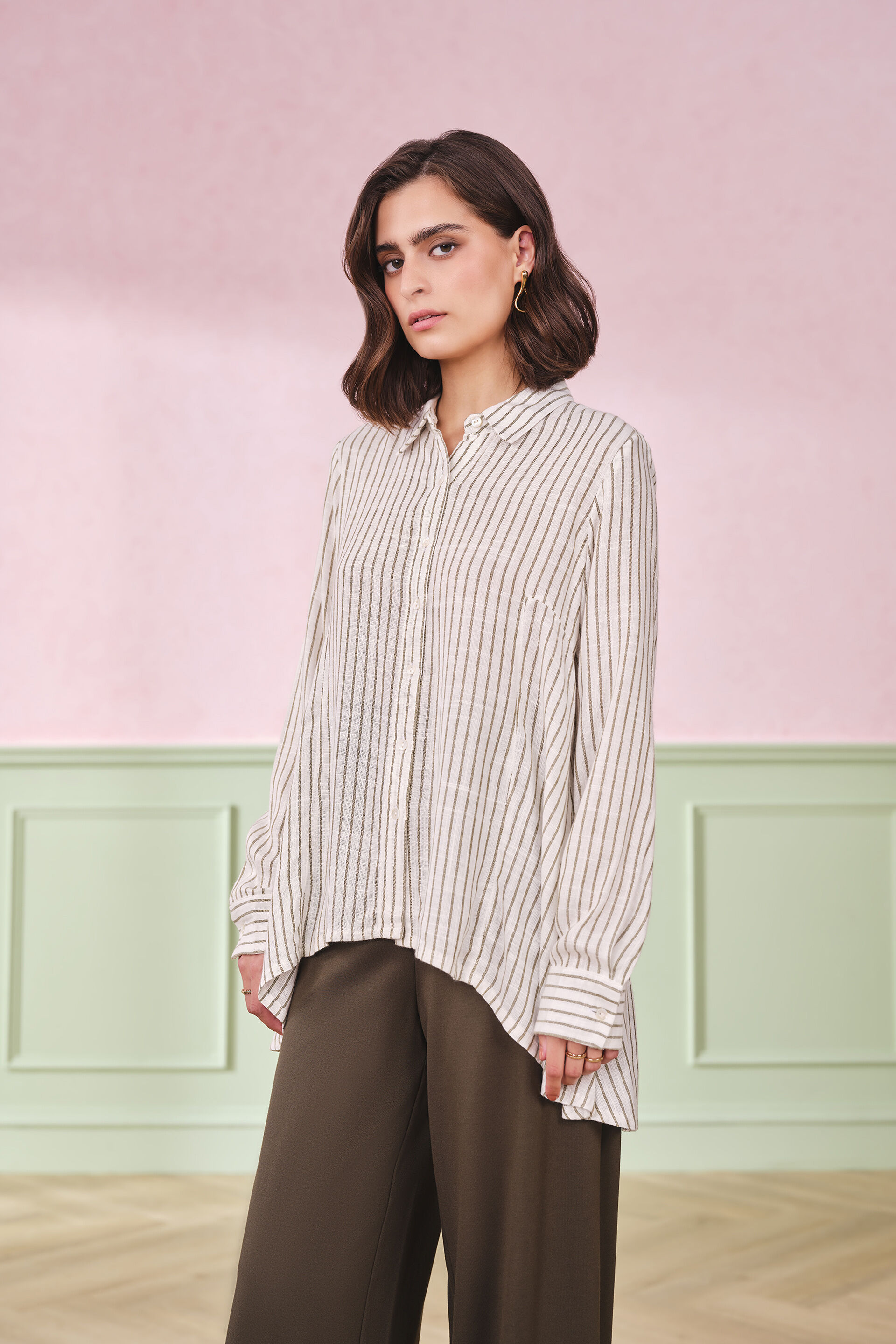 White & Grey Cotton Shirt, White, image 3